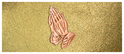 DNSEMP-L-516-CP-SH-GD Copper Praying Hands Shimmer Gold